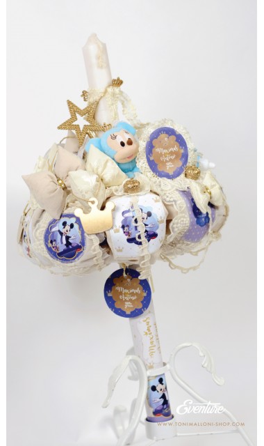 Lumanare de botez pentru baieti cu Mickey Mouse royal, 65x4 cm, Vrajitorul perfect 10